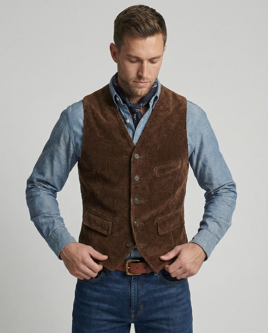 Reinier Corduroy Vest in Brown