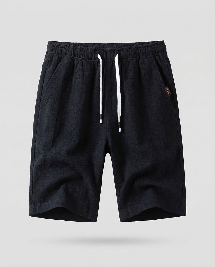 Reinier Linen Shorts in Black