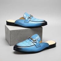 Remallo Genuine Leather Mule in Carolina Blue