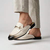 Remallo Genuine Leather Mule in Pearl