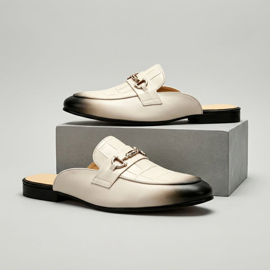Remallo Genuine Leather Mule in Pearl