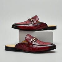 Remallo Genuine Leather Mule in Red Brown