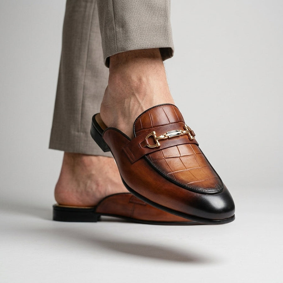 Remallo Genuine Leather Mule in Sienna Brown