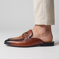 Remallo Genuine Leather Mule in Sienna Brown