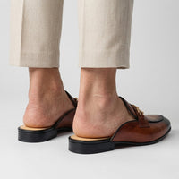 Remallo Genuine Leather Mule in Sienna Brown