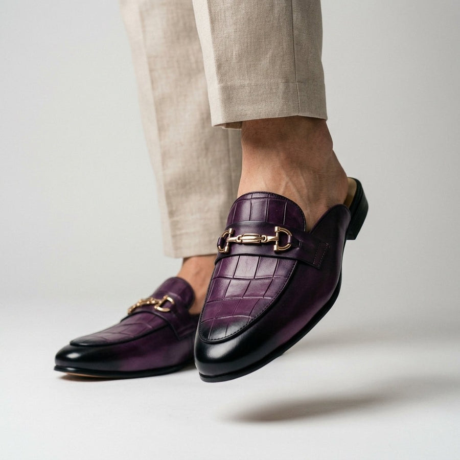 Remallo Genuine Leather Mule in Violet