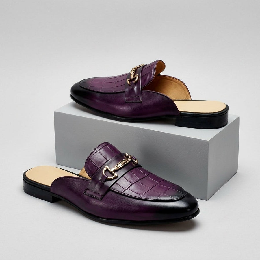 Remallo Genuine Leather Mule in Violet