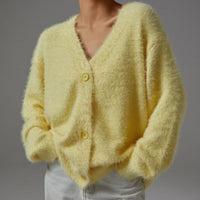 Renata Cardigan with V-Neck in Yellow