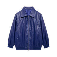 Renata Elegant Leather Jacket in Blue