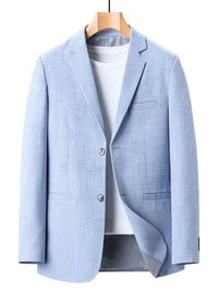 Renata Elegant Linen Blazer in Sky Blue