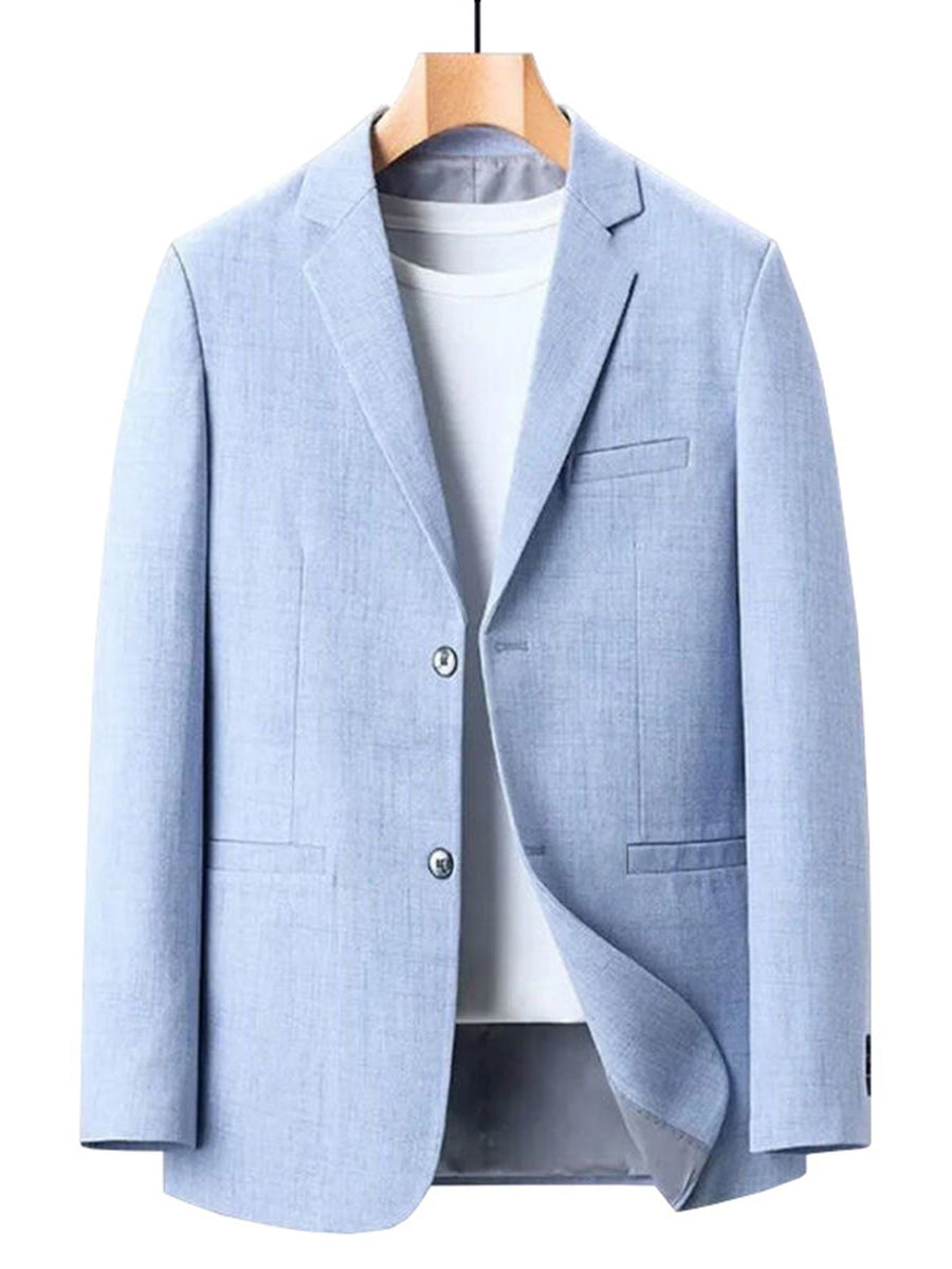 Renata Elegant Linen Blazer in Sky Blue