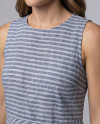 Renata Linen Midi Dress with Sleeveless and Pockets
