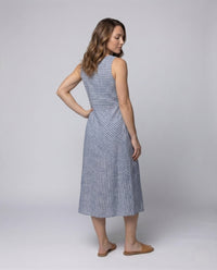 Renata Linen Midi Dress with Sleeveless and Pockets