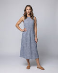 Renata Linen Midi Dress with Sleeveless and Pockets