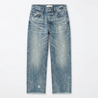 Renata Women's Straight Leg Cropped Raw Hem Jeans in Vintage Blue