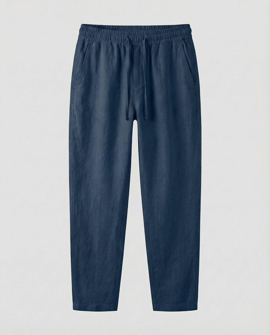 Rens Linen Trousers in Navy
