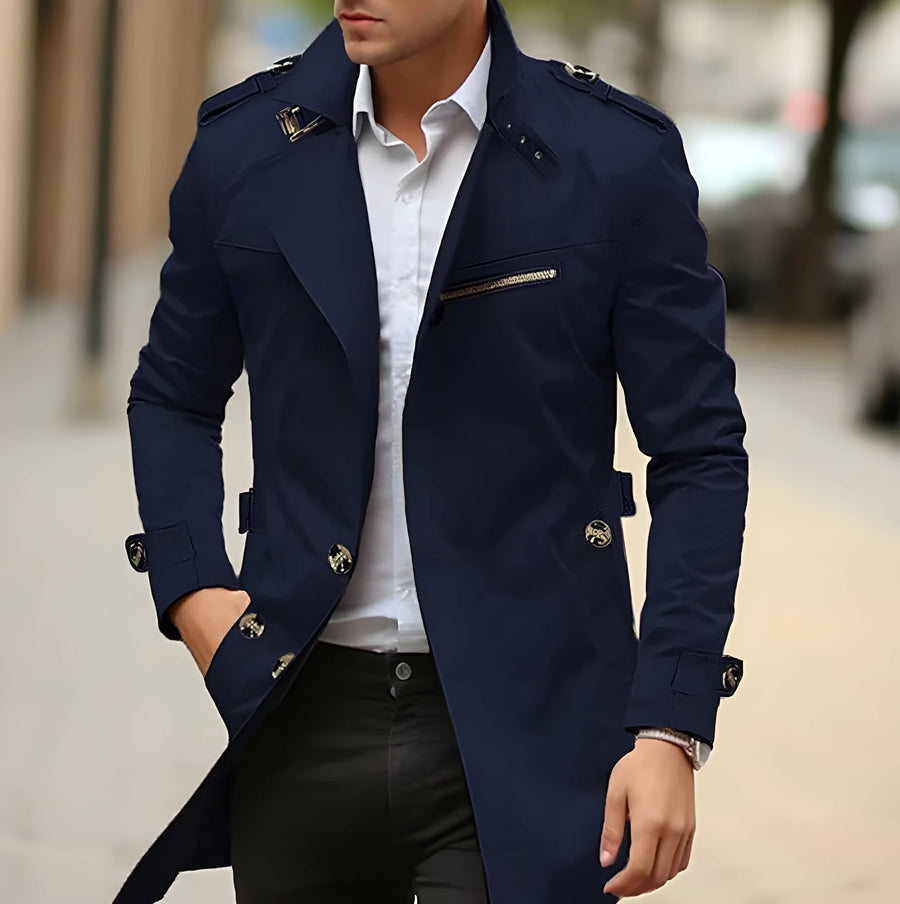 Rens Trench Coat in Navy