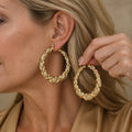 Couture Engraved Gold Hoops