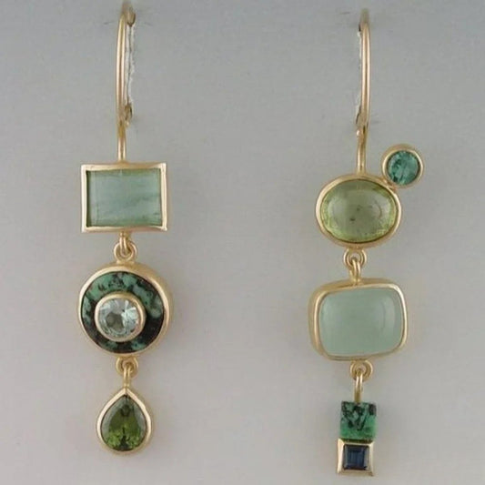 Retro Green Drop Earrings
