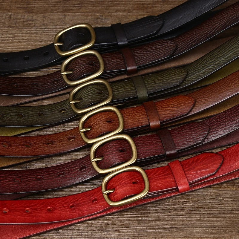 Retro Leather Belt in Charcoal