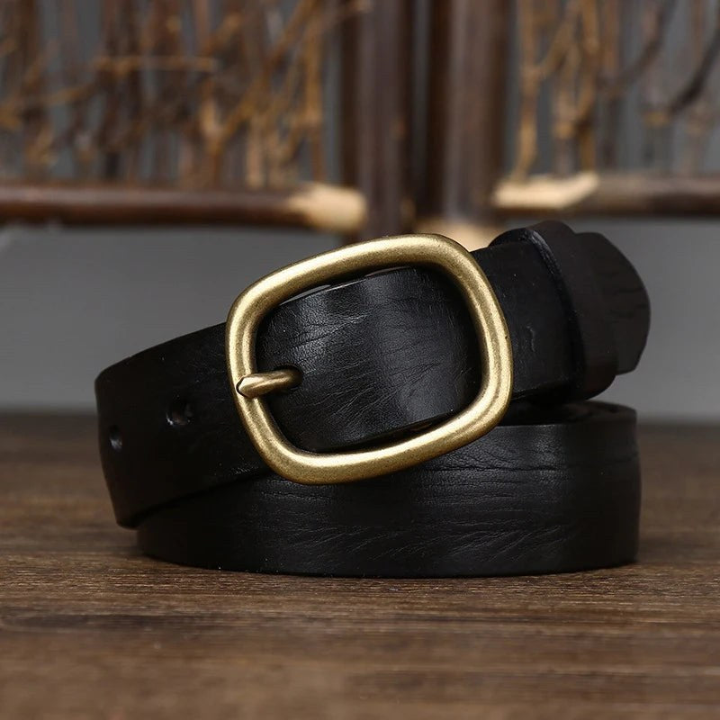 Retro Leather Belt in Charcoal