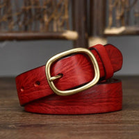 Retro Leather Belt in Cherry