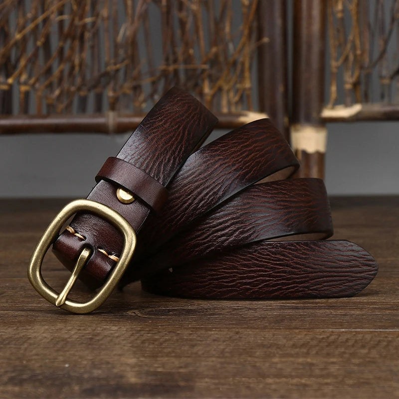 Retro Leather Belt in Espresso Brown