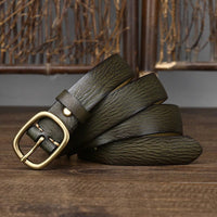 Retro Leather Belt in Forest Green