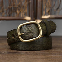 Retro Leather Belt in Forest Green