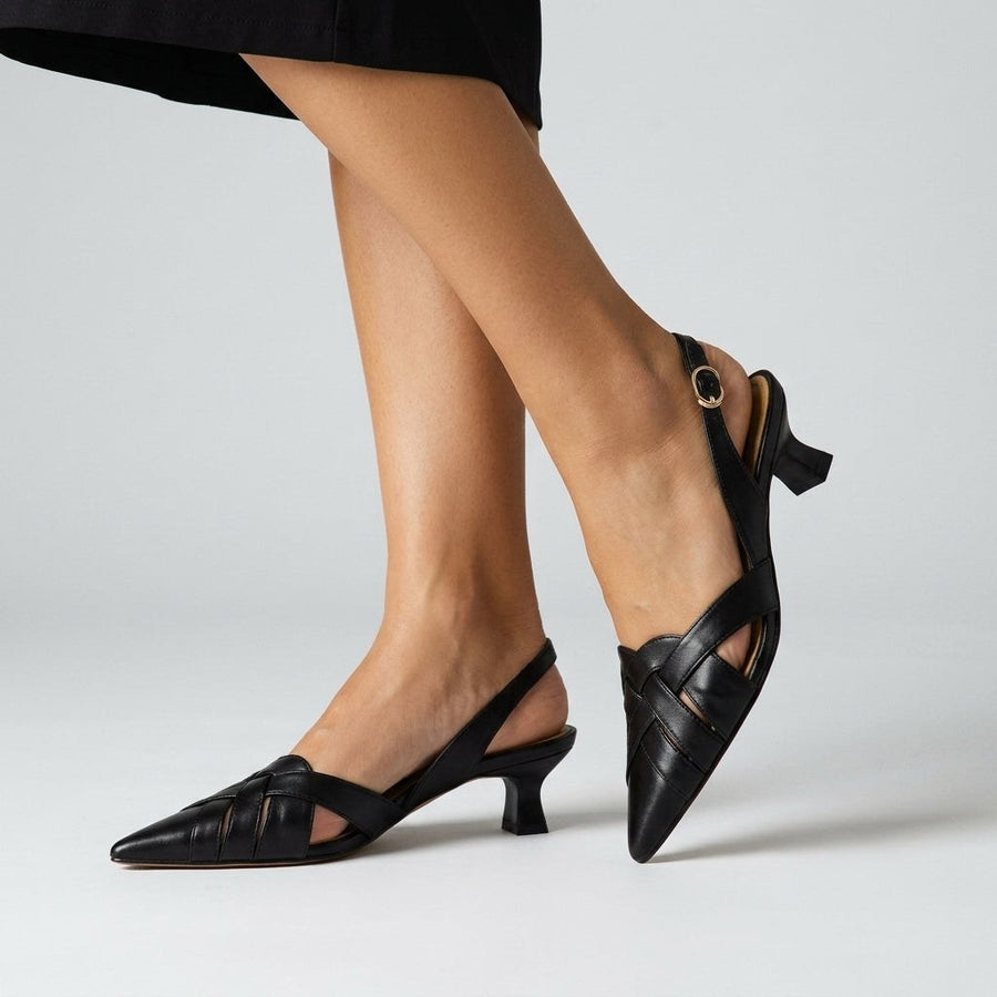 Reva Woven Slingback Heel in Cabernet