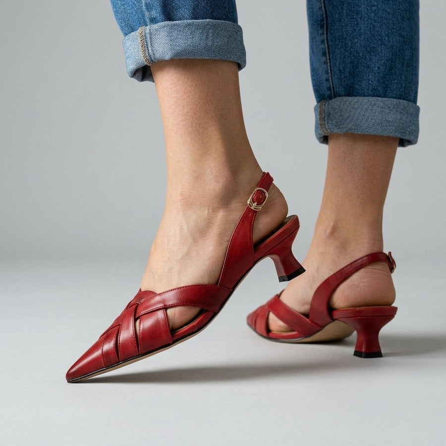 Reva Woven Slingback Heel in Cabernet