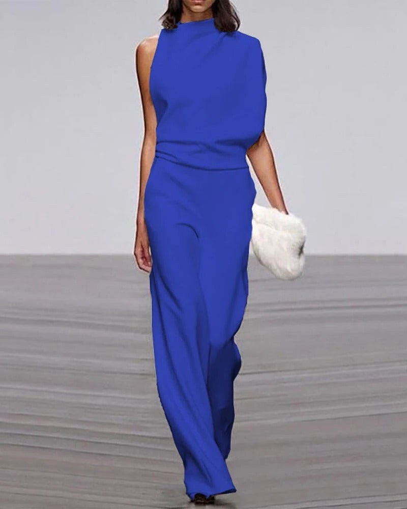 Reyna Women's Sleeveless Wide Leg Formal Jumpsuit Occasion in Blue