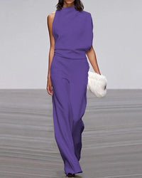 Reyna Women's Sleeveless Wide Leg Formal Jumpsuit Occasion in Purple