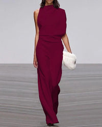 Reyna Women's Sleeveless Wide Leg Formal Jumpsuit Occasion in Red