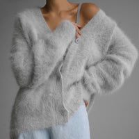 Rhea Cardigan with Long Sleeve in Light Grey