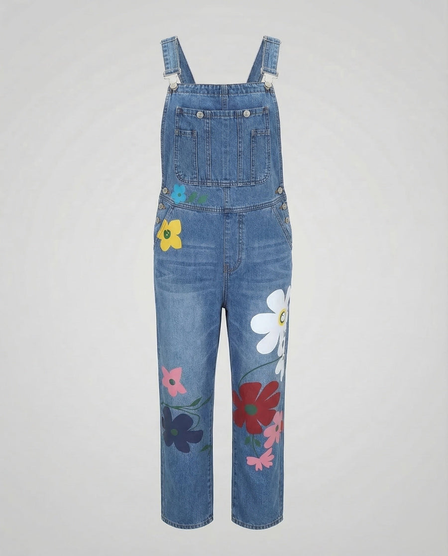 Rhea Denim Jumpsuit with Sleeveless in Light Blue