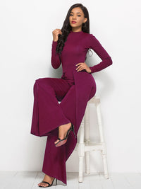 Rhea Elegant Jumpsuit in Wine Red
