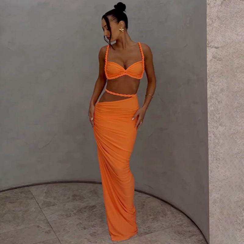 Rhea Elegant Maxi Dress in Orange