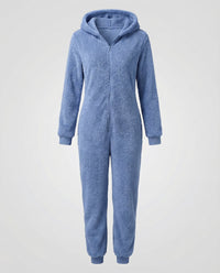 Rhea Jumpsuit with Hood in Blue