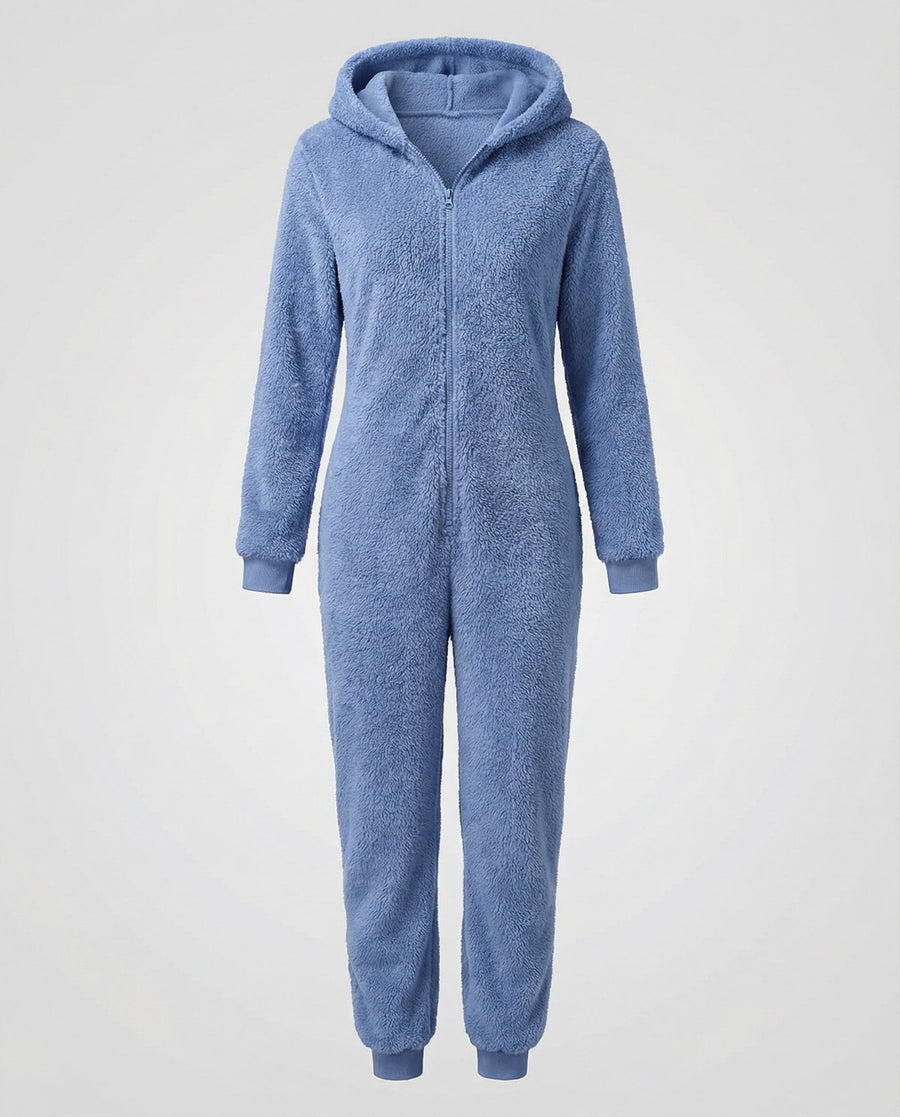 Rhea Jumpsuit with Hood in Blue