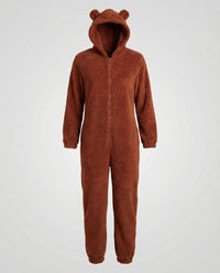 Rhea Jumpsuit with Hood in Dark Brown