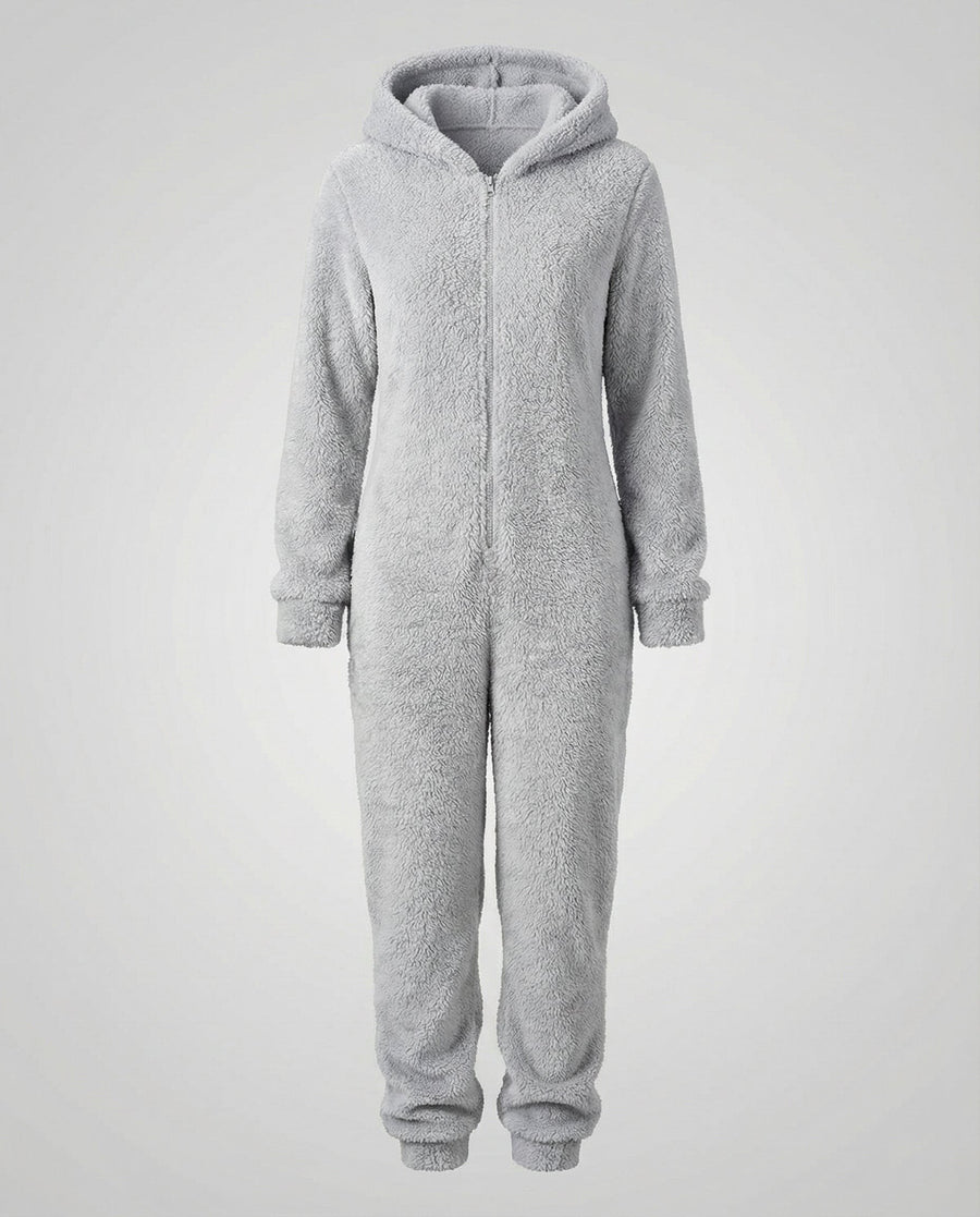 Rhea Jumpsuit with Hood in Helles Grau