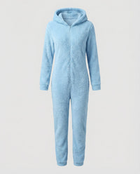 Rhea Jumpsuit with Hood in Himmlisch Blau