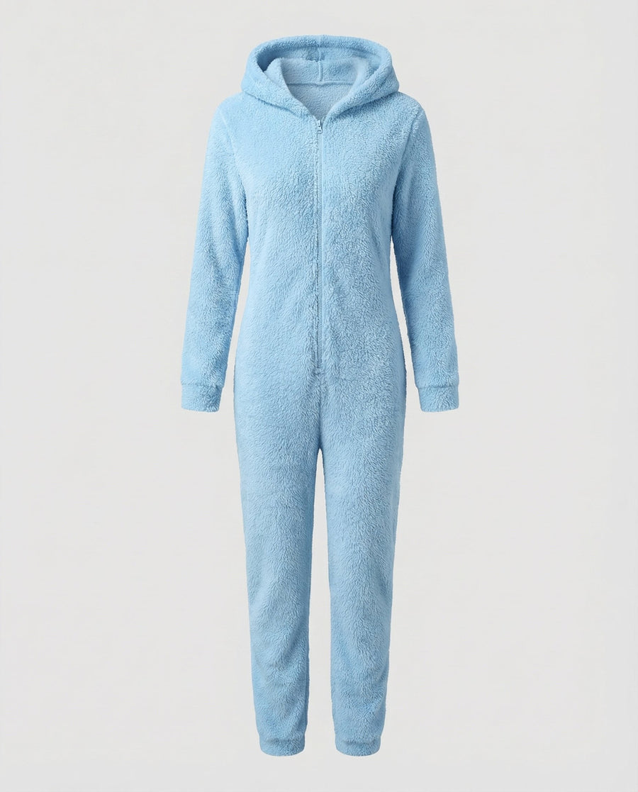Rhea Jumpsuit with Hood in Himmlisch Blau