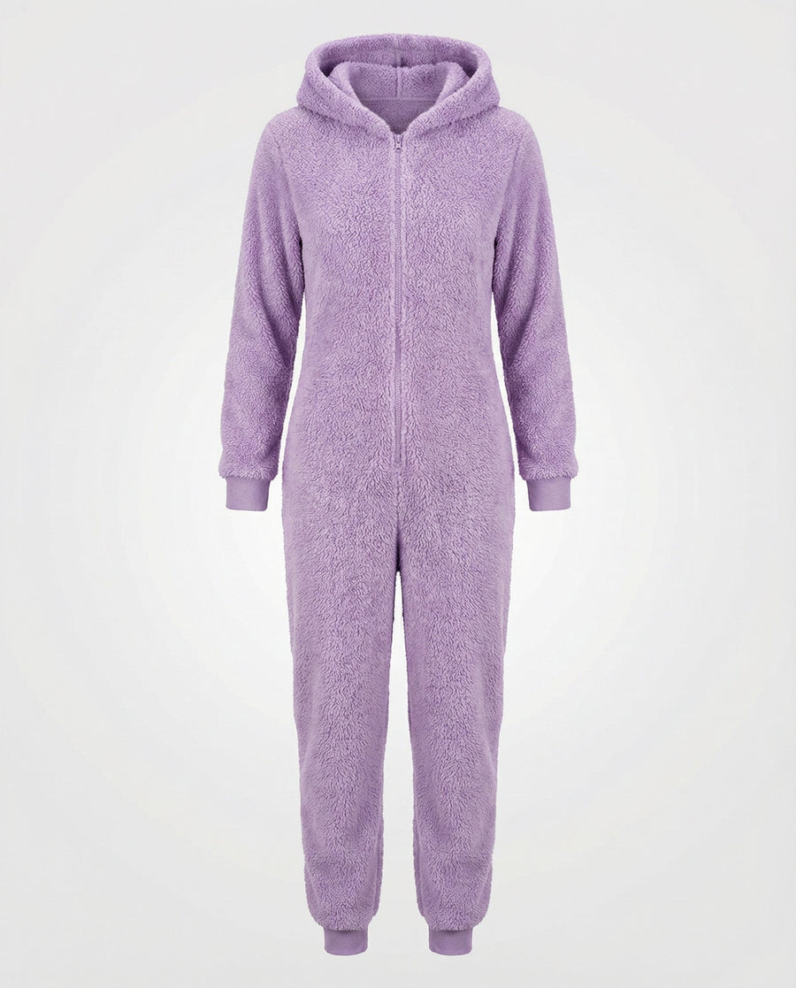 Rhea Jumpsuit with Hood in Purple