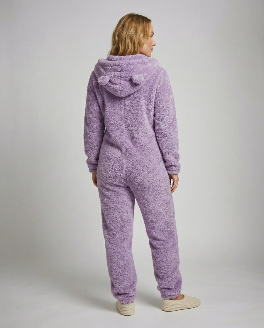 Rhea Jumpsuit with Hood in Purple
