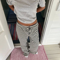 Rhea Trousers with Elastic Waist and Striped