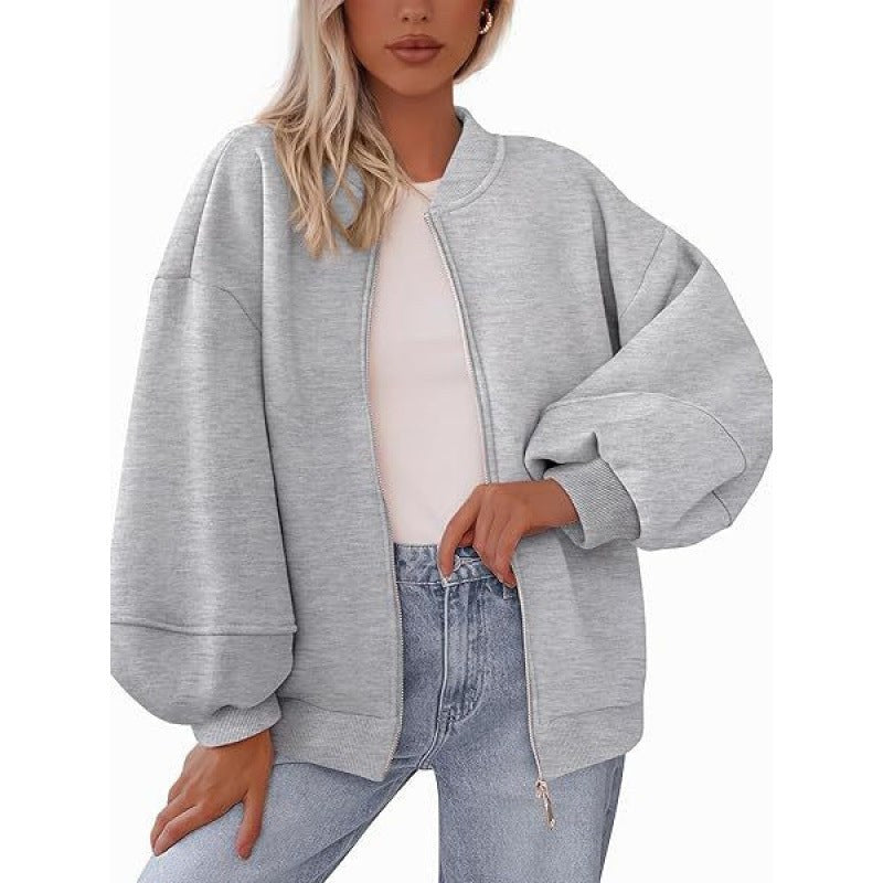 Rhiannon Casual Jacket with Zip Front and Oversized