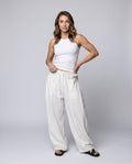 Rhiannon Linen Trousers with Side Pockets and Pockets