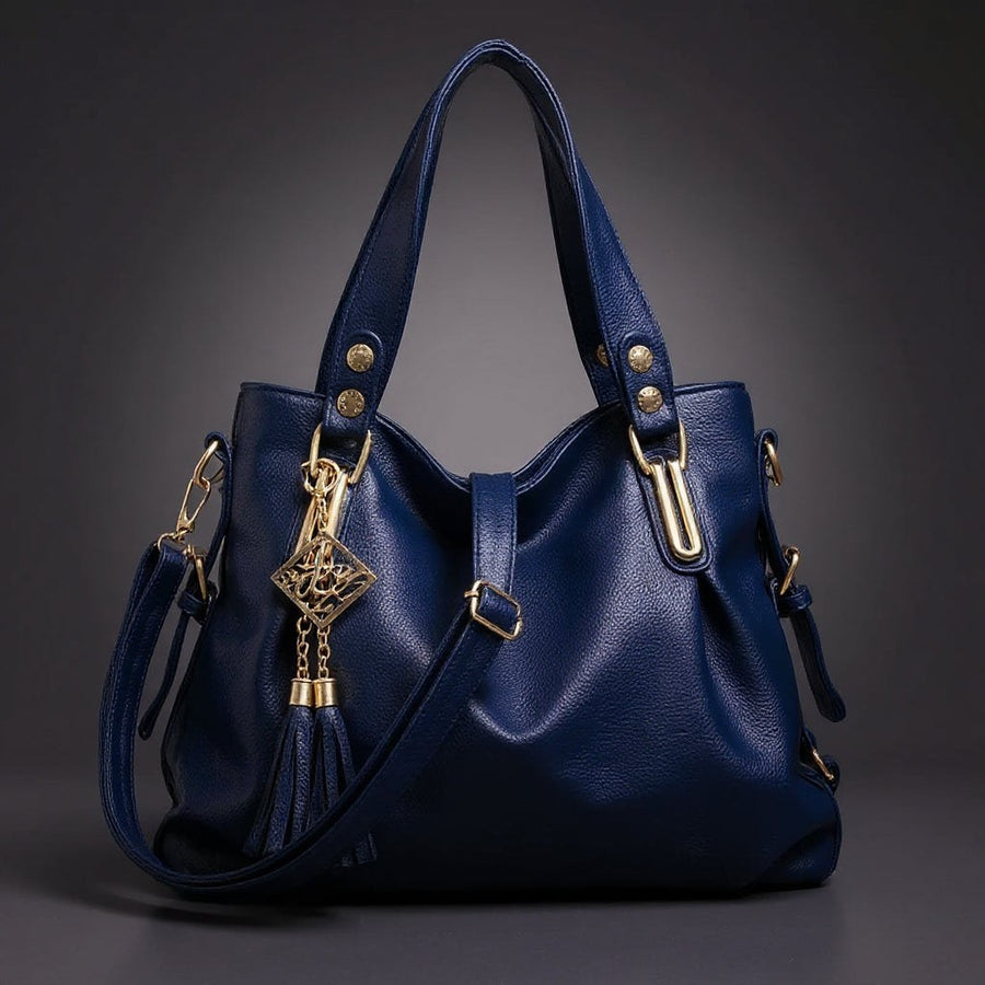 Rhiannon Retro Leather Tote in Royal Blue